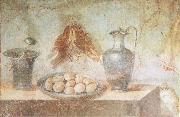 unknow artist Still life wall Painting from the House of Julia Felix Pompeii thrusches eggs and domestic utensils oil painting